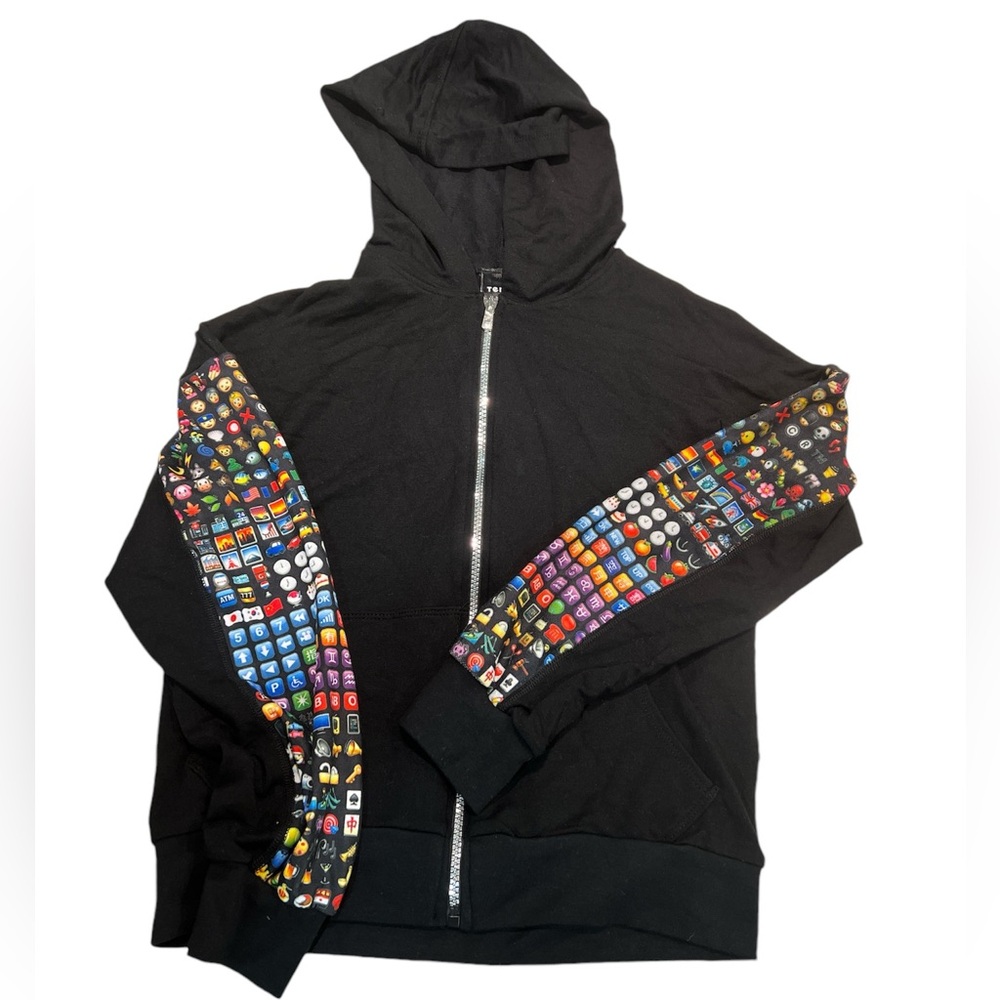 Terez Kids Zip up Emoji Sleeve Hoodie Size XL